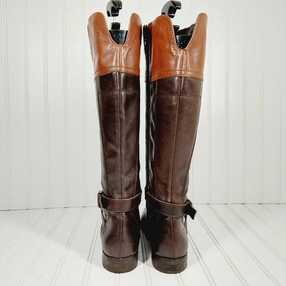 Marc Fisher Brown Leather Knee High Riding  M-Wide Calf Buckle Straps Boots C138 - Picture 6 of 14